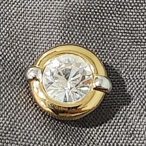 Swarovski Gold and Silver Tone With White Crystal Tie Tack